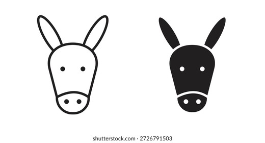 Ícone de burro definido. pacote de elementos web de logotipo mínimo.