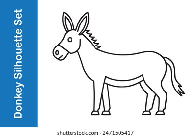 Conjunto de iconos de burro con colecciones de Vector.