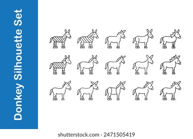 Conjunto de iconos de burro con colecciones de Vector.