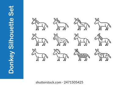 Conjunto de iconos de burro con colecciones de Vector.