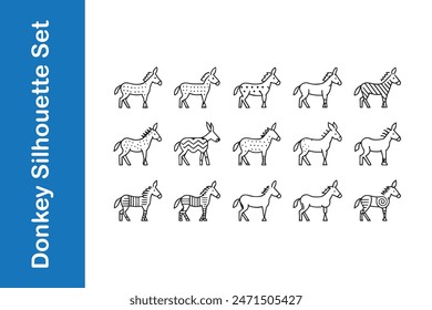 Conjunto de iconos de burro con colecciones de Vector.