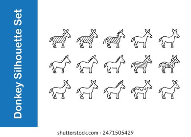 Conjunto de iconos de burro con colecciones de Vector.