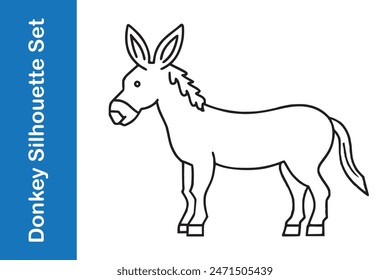 Conjunto de iconos de burro con colecciones de Vector.