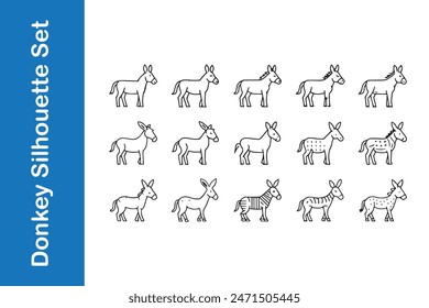 Conjunto de iconos de burro con colecciones de Vector.