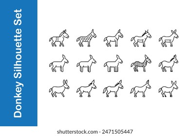 Conjunto de iconos de burro con colecciones de Vector.