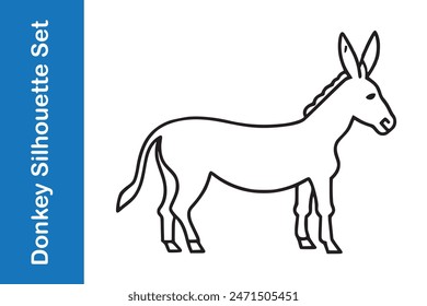 Conjunto de iconos de burro con colecciones de Vector.