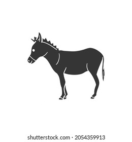 Donkey Icon Silhouette Illustration. Farm Animal Vector Graphic Pictogram Symbol Clip Art. Doodle Sketch Black Sign.