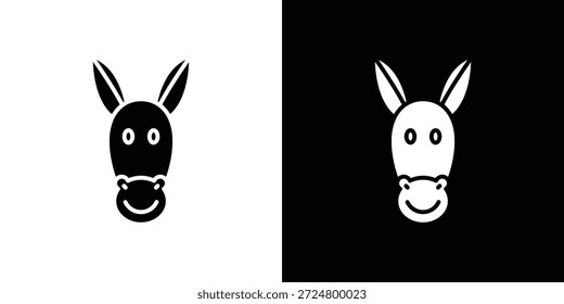 Conjunto de diseño de ilustración plana de Vector de silueta de icono de burro.