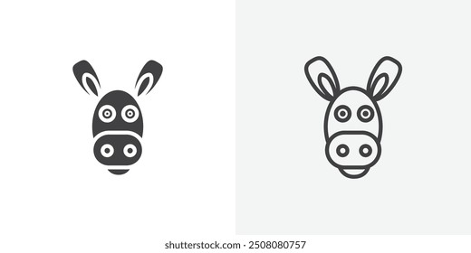 Donkey icon in solid and outlined style