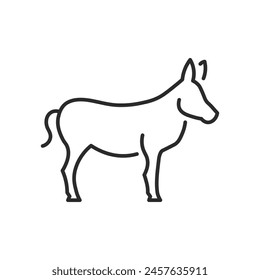 Donkey icon. A stylized representation of a donkey, often used to symbolize hard work, agriculture, and rural life. Suitable for use in educational materials, farming content. Vector illustration