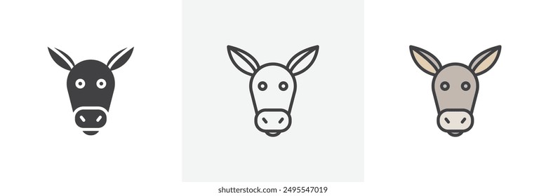 Donkey icon symbol collection on white background.