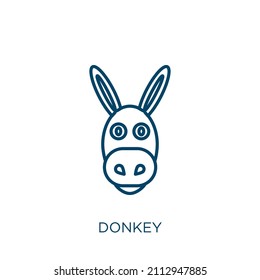 Donkey Icon. Thin Linear Donkey Outline Icon Isolated On White Background. Line Vector Donkey Sign, Symbol For Web And Mobile