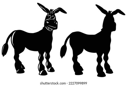 Icono de burro, vector, diseño de vida silvestre de Silhouette aislado sobre fondo blanco 