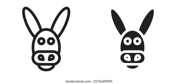 Donkey icons in outline and stroke versions