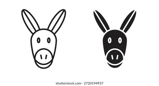 Esel-Symbole. Pixel perfekt. Vektorkontursymbol. Flaches Logo-Konzept.