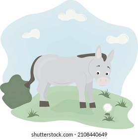 Eselgrafik auf der Wiese
