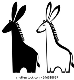 donkey isolated on white background. Vector illustration 