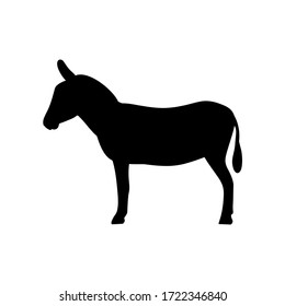  Donkey isolated on white background. Farm animals collection. Silhouette.