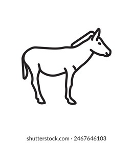 Donkey isolated outline Icon, Vector Illustration