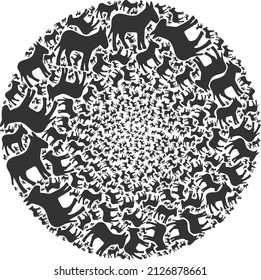 Donkey items are grouped into bubble collection. Donkey icon bubble mosaic. Abstract sphere bubble mosaic is organized from donkey items.