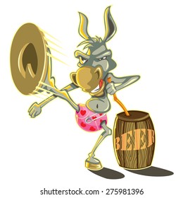 Donkey Kick Brewery Isolated Comic Funny Character Cartoon Mule