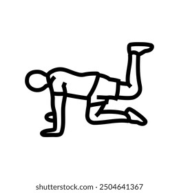 donkey kicks fitness exercise leg line icon vector. donkey kicks fitness exercise leg sign. isolated contour symbol black illustration