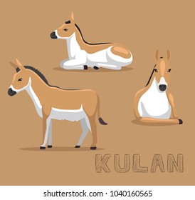 Donkey Kulan Cartoon Vector Illustration