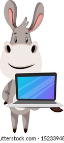 Donkey mit Laptop, Illustration, Vektorgrafik auf weißem Hintergrund.