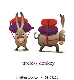 donkey with large luggage on his back