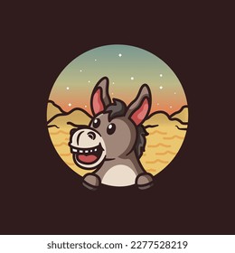 donkey se está riendo con los antecedentes del desierto