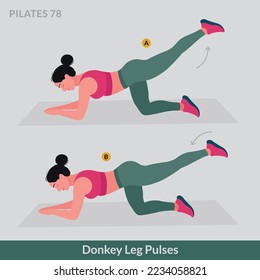 Donkey Leg Pulses exercise, Woman workout fitness, aerobic and exercises.