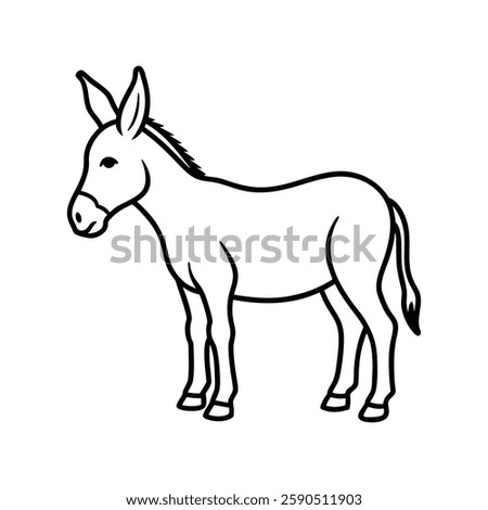 donkey line art vector on white background