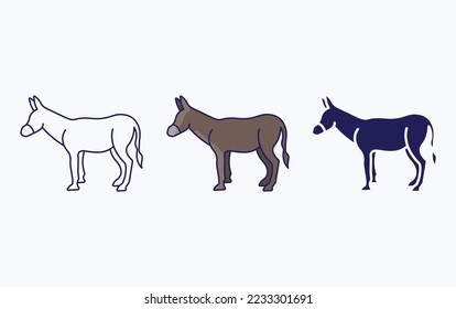 Donkey-Linie und Glyph-Symbol, Vektorgrafik