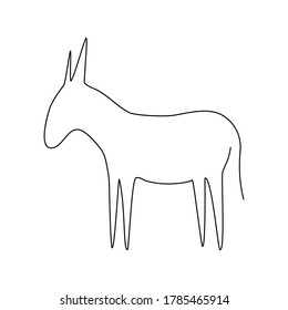 Donkey line icon. Farm animal continuous line drawn vector illustration.