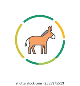 Donkey line icon, vector illustration. Flat design style, modern colorful pictogram.