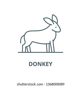 Donkey line icon, vector. Donkey outline sign, concept symbol, flat illustration