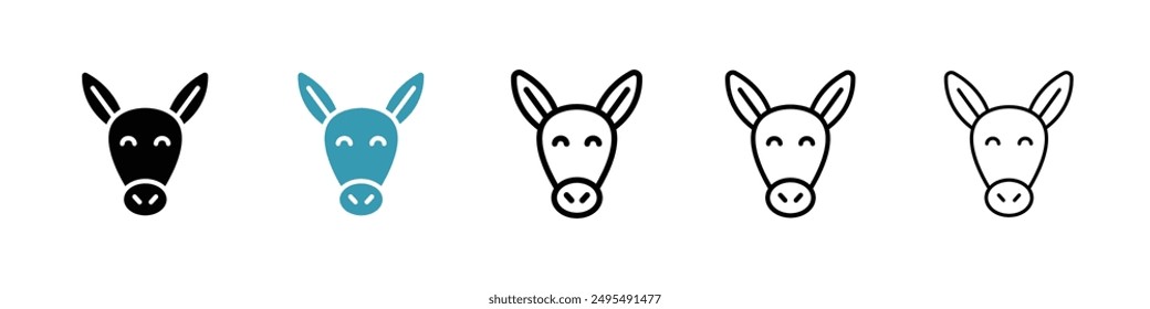 Donkey line icon vector set.