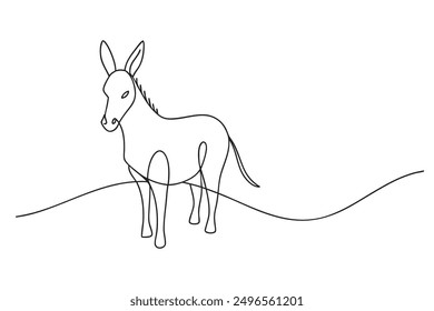 
Donkey line with vector illustration on white background