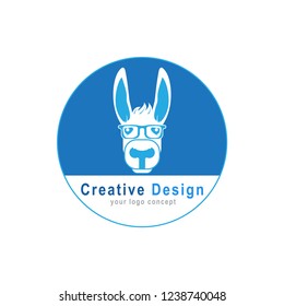 donkey logo creative design with blue colors