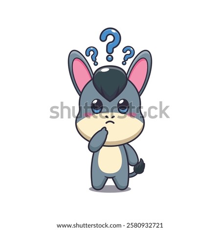 donkey mascot cartoon character vector illustration is confused.
design element for poster, brochure, web, mascot, sticker, logo and icon.