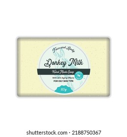 Donkey milk soap bar packaging template vector.Soap bar label eps format.