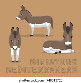 Donkey Miniature Mediterranean Cartoon Vector Illustration