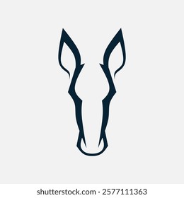 Donkey minimalist logo. Simple negative space animal vector design. Isolated with soft background.