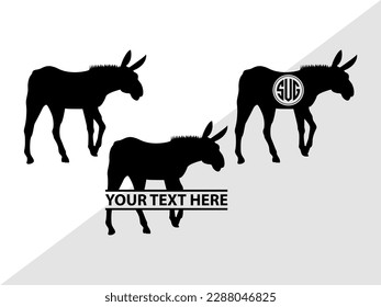 Silución de la ilusión del vector monograma de burro