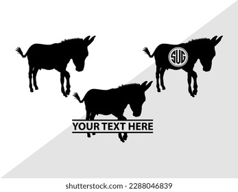 Donkey Monogram Vector Illustration Silhouette