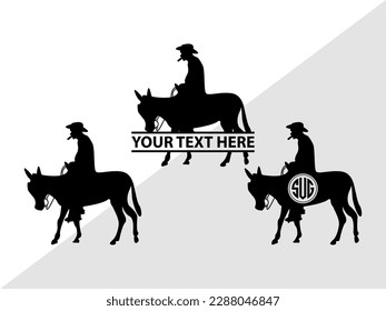 Donkey Monogram Vector Illustration Silhouette