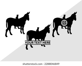 Donkey Monogram Vector Illustration Silhouette