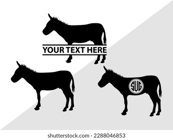 Donkey Monogram Vector Illustration Silhouette