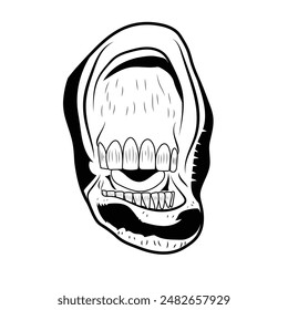 Donkey mouth illustration. Open donkey mouth