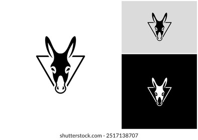 Burro Mule Burro Cavalo Cabeça de Equino Face Farm Animal Flat Silhueta Vetor Logo Design Illustration